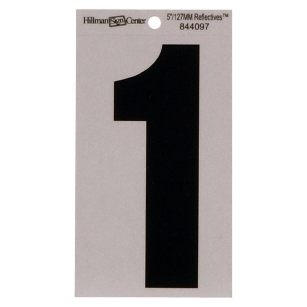 Hillman 5 in. Black & Silver Reflective Mylar Square Cut Self Adhesive Number 1 844097